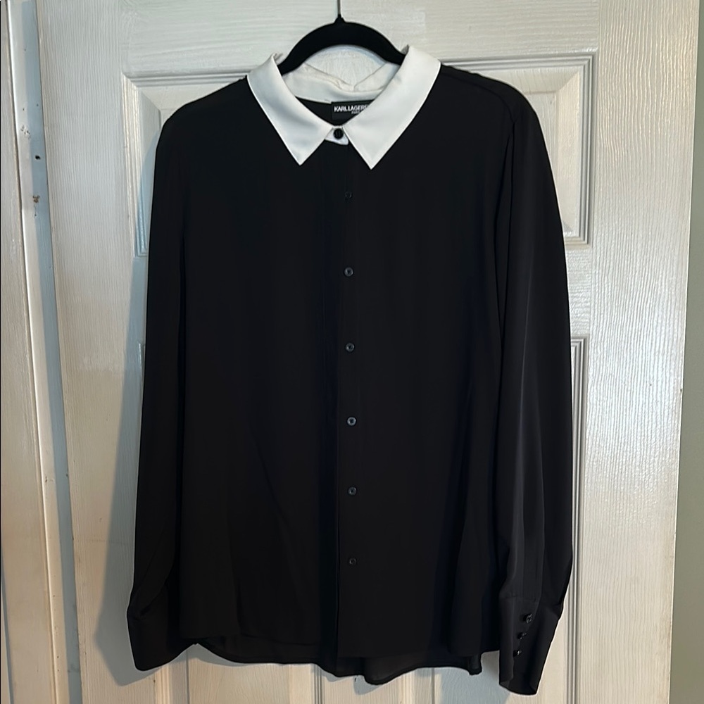Karl Lagerfeld Black Shirt with White Collar